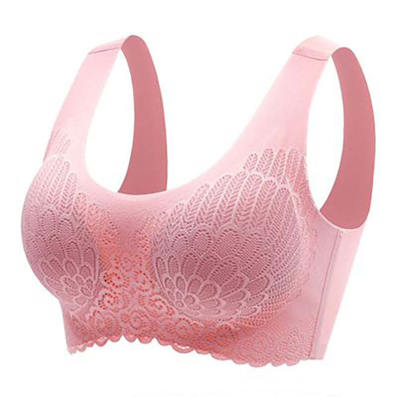 Thailand latex 4.0 underwear bra lace sexy seamless gather no steel ring large size sports bra vest women