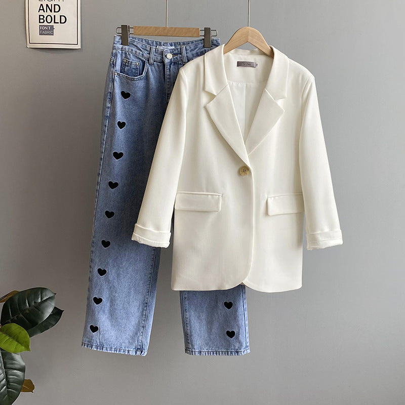 Orange Zhi 2021 Spring Solid Color Suit Jacket Women's Single Button Loose Hong Kong Style Korean Casual Suit Top 13717