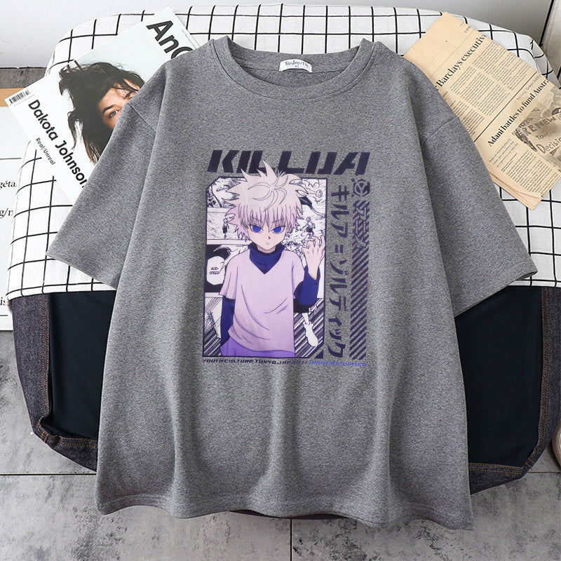 2022 new products in stock one piece animation foreign trade cross-border European and American printing round neck loose men's and women's T-shirt short-sleeved