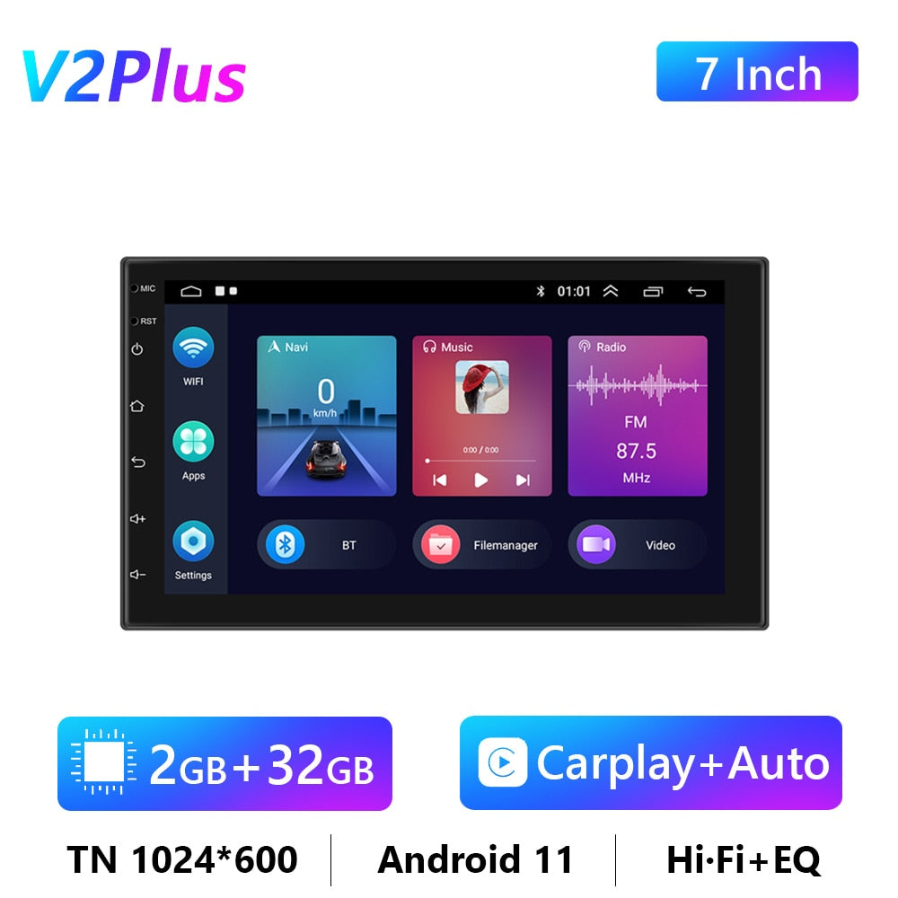 Car Radio 2 Din Android 10/11 GPS Multimedia Player Autoradio 4G For Volkswagen Nissan Toyota Hyundai Kia Ford Focus