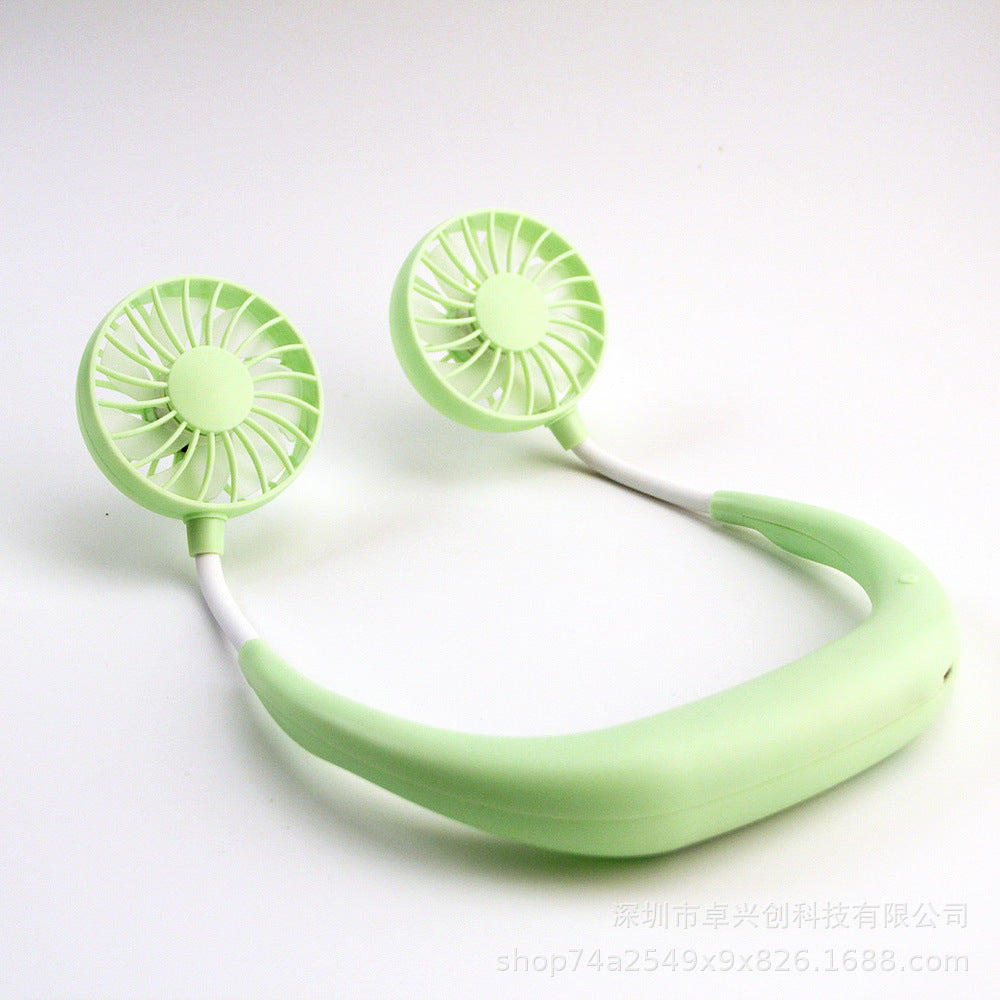 Hanging neck fan mini usb outdoor sports aromatherapy fan luminous colorful night light portable lazy hand folding