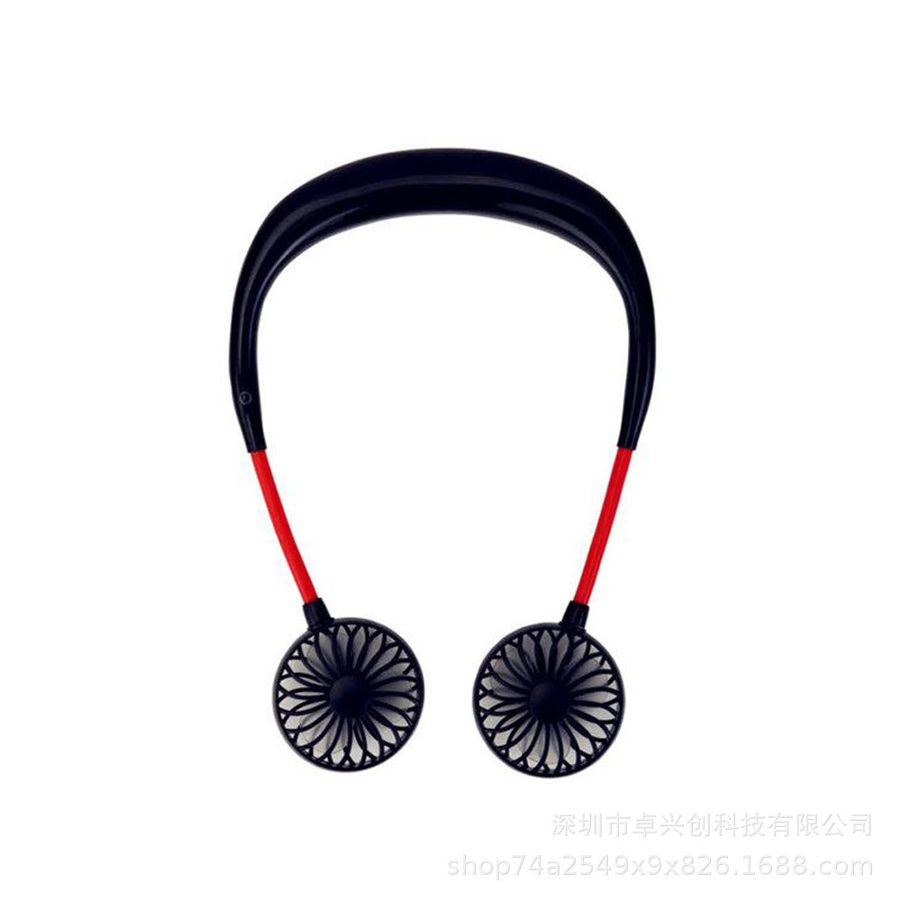 Hanging neck fan mini usb outdoor sports aromatherapy fan luminous colorful night light portable lazy hand folding