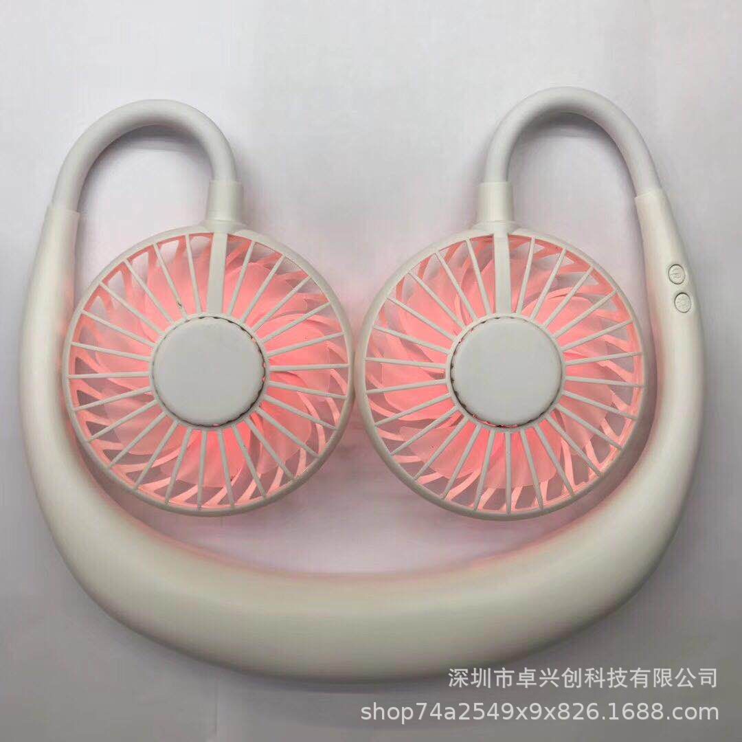 Hanging neck fan mini usb outdoor sports aromatherapy fan luminous colorful night light portable lazy hand folding