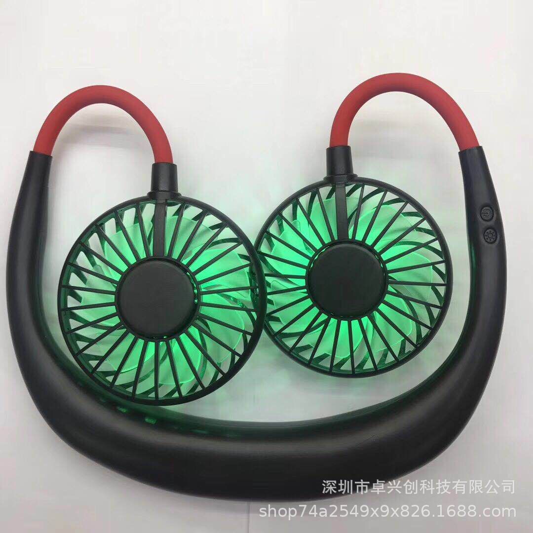 Hanging neck fan mini usb outdoor sports aromatherapy fan luminous colorful night light portable lazy hand folding