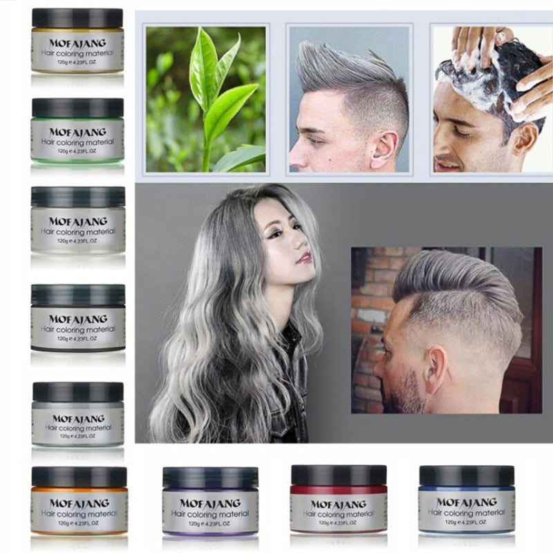 Mofajang Color Hair Wax Styling Pomade Silver Grandma Grey Disposable Natural Hair Strong Gel Cream Hair Dye for Women Men 120g