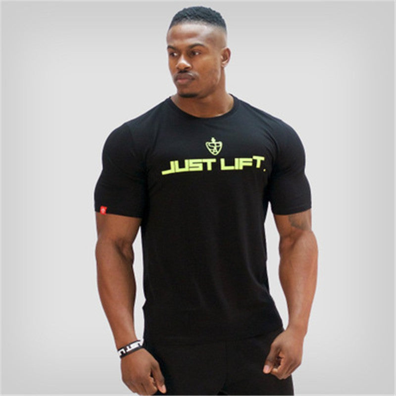 Muscle Europe and the United States brothers summer new sports and leisure short-sleeved T-shirt men's sweat-absorbent breathable running t-shirt