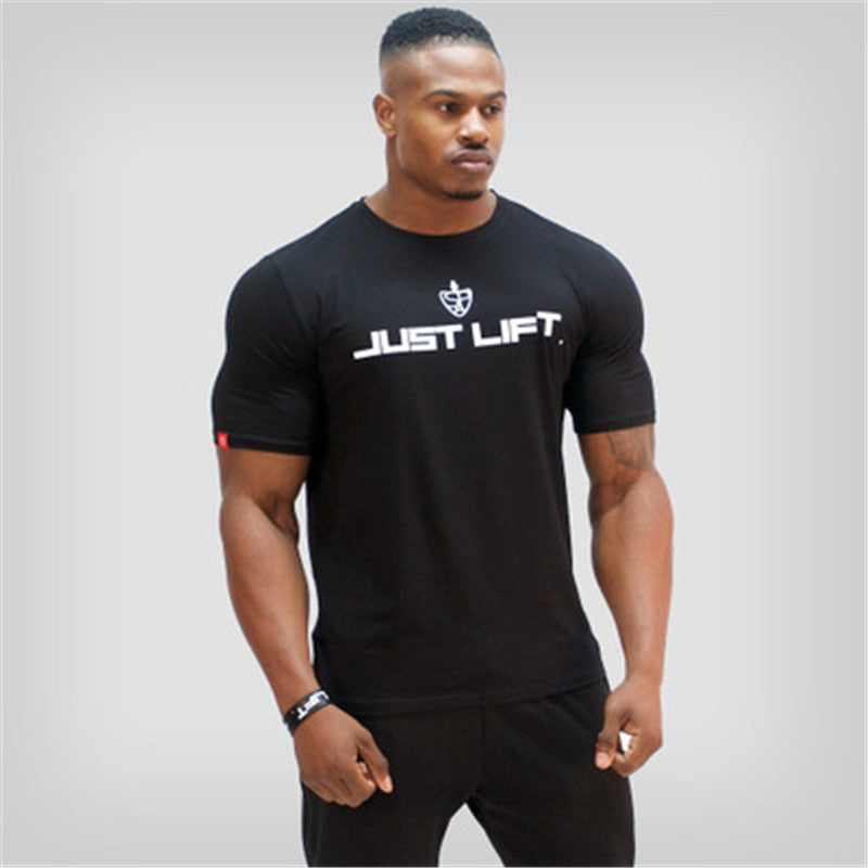 Muscle Europe and the United States brothers summer new sports and leisure short-sleeved T-shirt men's sweat-absorbent breathable running t-shirt