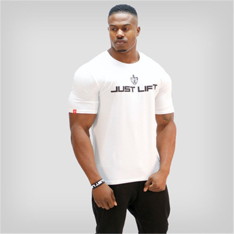 Muscle Europe and the United States brothers summer new sports and leisure short-sleeved T-shirt men's sweat-absorbent breathable running t-shirt