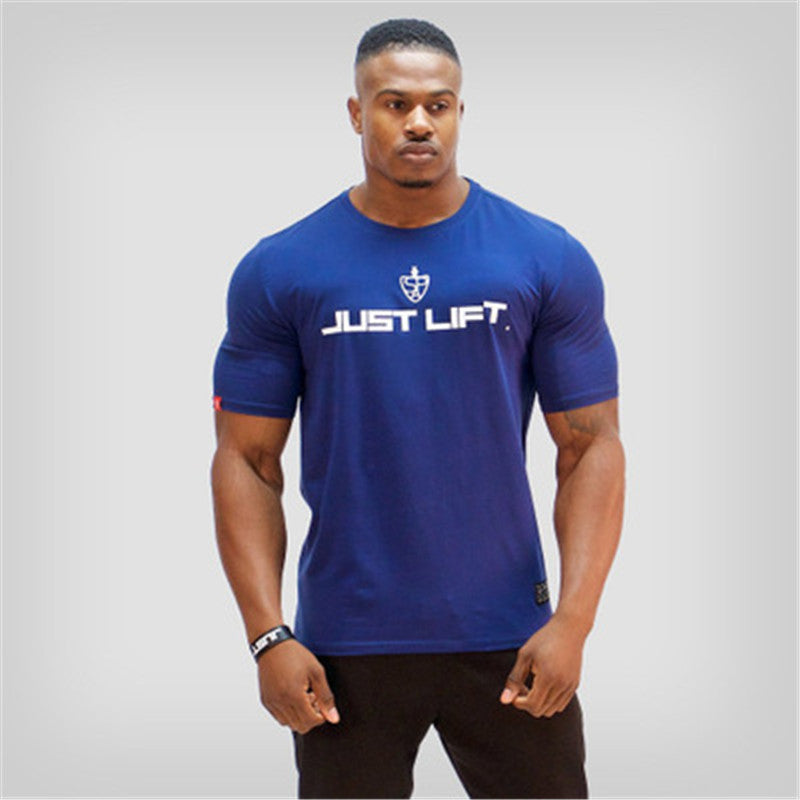 Muscle Europe and the United States brothers summer new sports and leisure short-sleeved T-shirt men's sweat-absorbent breathable running t-shirt