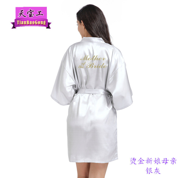 Cross-border hot word Mother of the Bride nightgown female summer bride bride wedding dressing morning dress