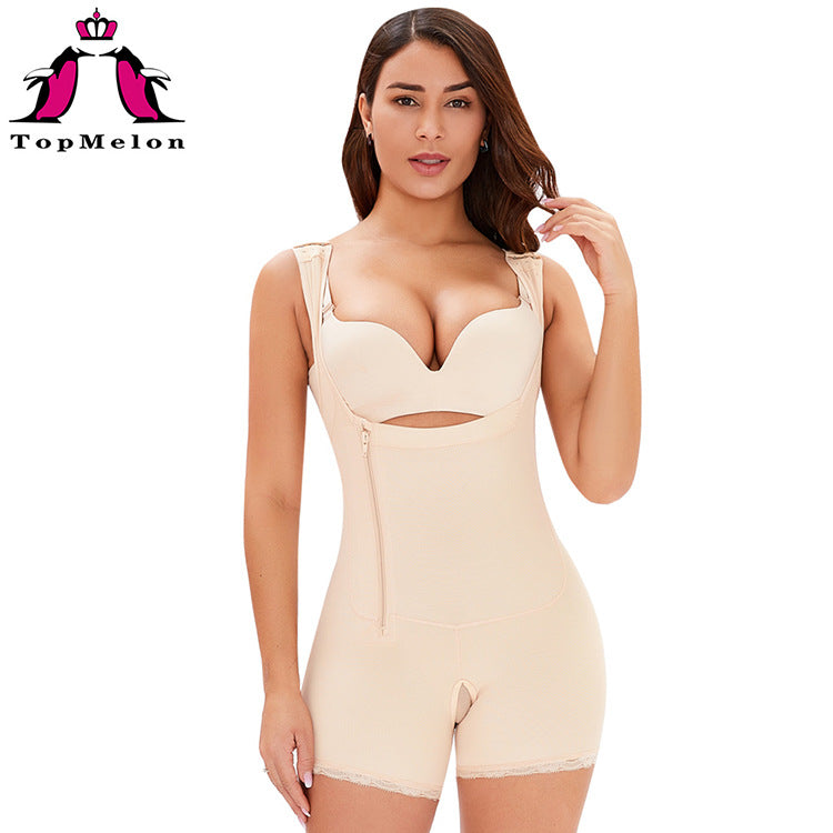 TOPMELON explosive large size fat woman side zipper button Siamese belly lift hip body shaper D022B