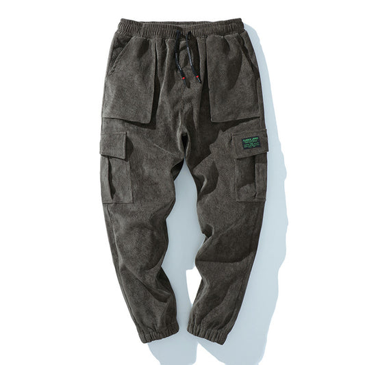 2020 autumn and winter new men's Japanese retro loose large size striped casual harem tooling small feet casual pants tide