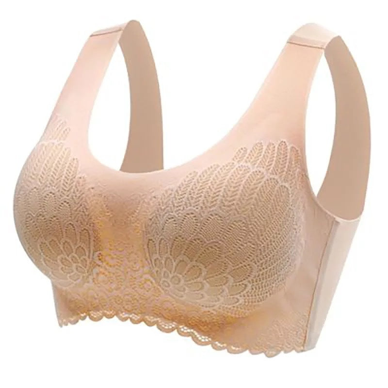 Thailand latex 4.0 underwear bra lace sexy seamless gather no steel ring large size sports bra vest women