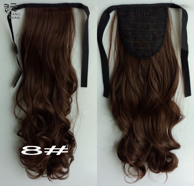 AOOSOO 24 inch Silky Straight Synthetic Clip in Drawstring Ponytail Hairpieces for Women Hair Extension High Temperature Fiber