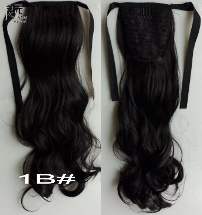 AOOSOO 24 inch Silky Straight Synthetic Clip in Drawstring Ponytail Hairpieces for Women Hair Extension High Temperature Fiber