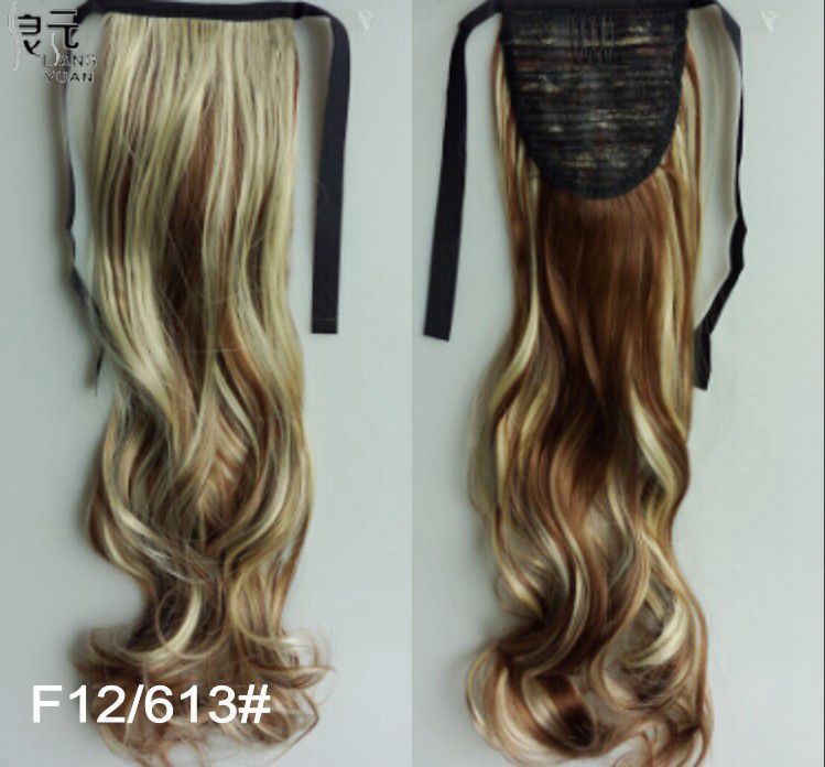 AOOSOO 24 inch Silky Straight Synthetic Clip in Drawstring Ponytail Hairpieces for Women Hair Extension High Temperature Fiber