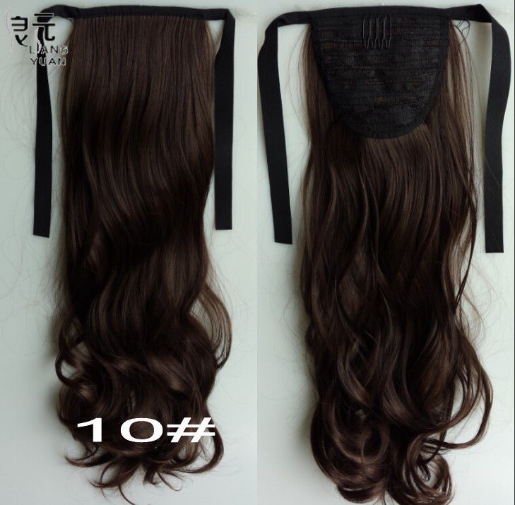 AOOSOO 24 inch Silky Straight Synthetic Clip in Drawstring Ponytail Hairpieces for Women Hair Extension High Temperature Fiber