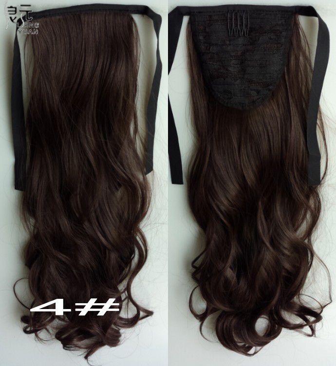 AOOSOO 24 inch Silky Straight Synthetic Clip in Drawstring Ponytail Hairpieces for Women Hair Extension High Temperature Fiber