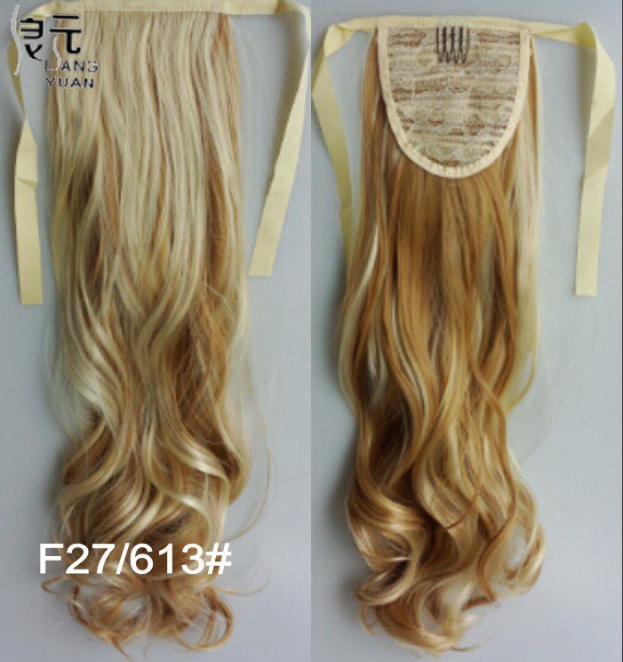 AOOSOO 24 inch Silky Straight Synthetic Clip in Drawstring Ponytail Hairpieces for Women Hair Extension High Temperature Fiber