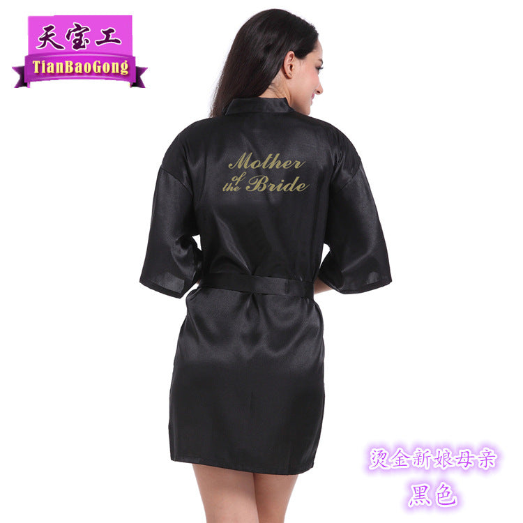 Cross-border hot word Mother of the Bride nightgown female summer bride bride wedding dressing morning dress