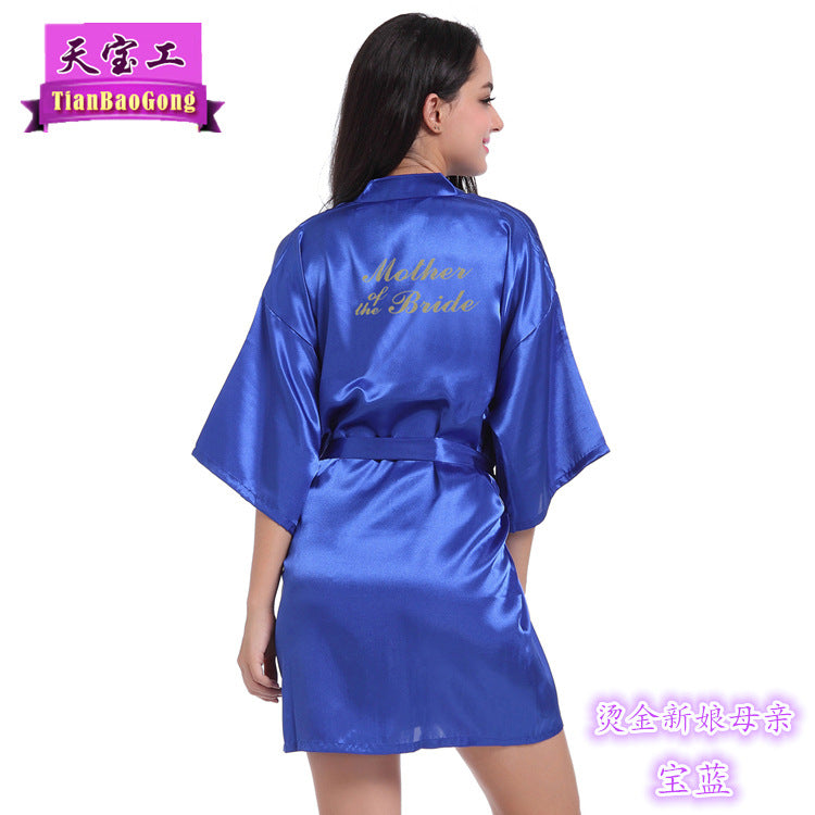 Cross-border hot word Mother of the Bride nightgown female summer bride bride wedding dressing morning dress