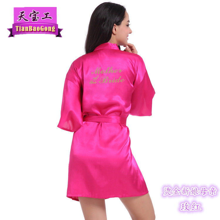 Cross-border hot word Mother of the Bride nightgown female summer bride bride wedding dressing morning dress