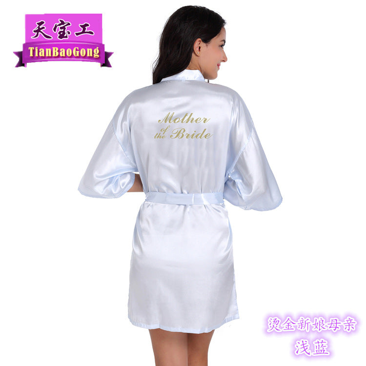 Cross-border hot word Mother of the Bride nightgown female summer bride bride wedding dressing morning dress