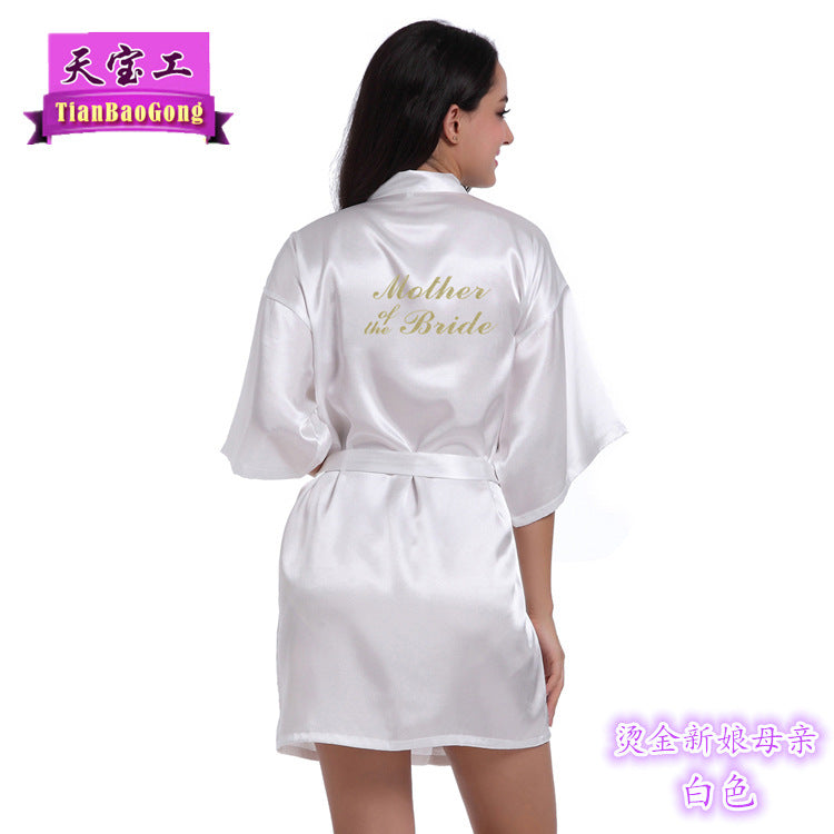 Cross-border hot word Mother of the Bride nightgown female summer bride bride wedding dressing morning dress