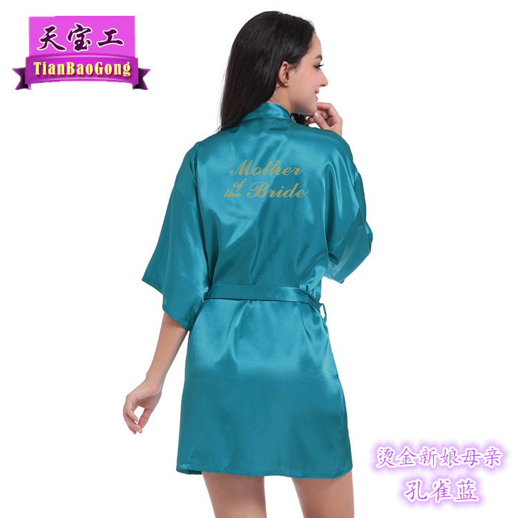 Cross-border hot word Mother of the Bride nightgown female summer bride bride wedding dressing morning dress