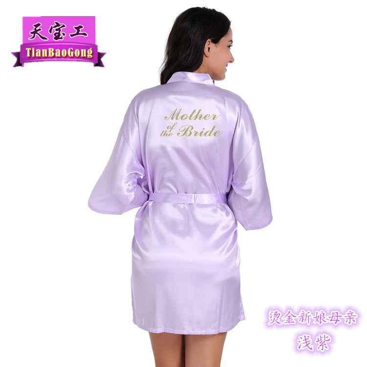 Cross-border hot word Mother of the Bride nightgown female summer bride bride wedding dressing morning dress