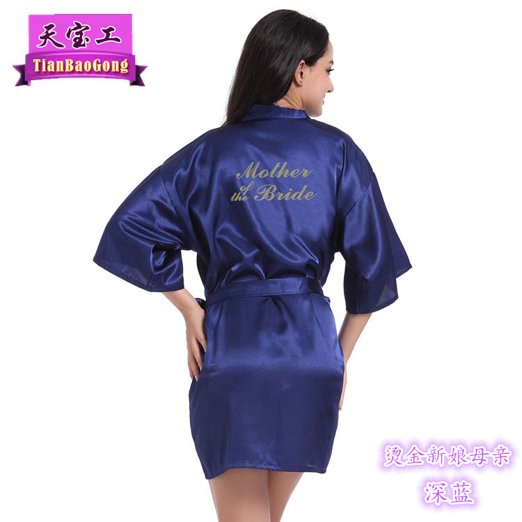 Cross-border hot word Mother of the Bride nightgown female summer bride bride wedding dressing morning dress