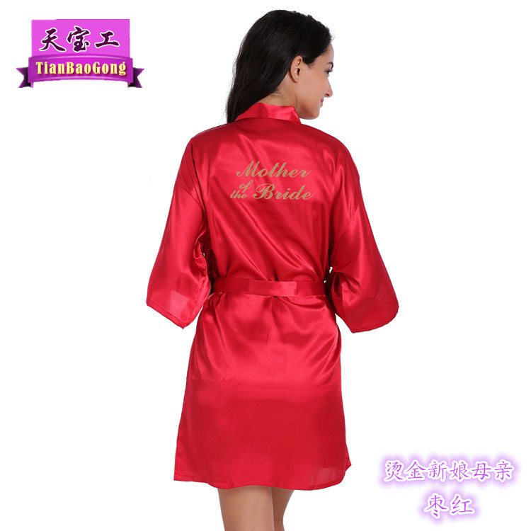 Cross-border hot word Mother of the Bride nightgown female summer bride bride wedding dressing morning dress