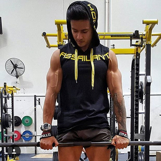 Mens Sleeveless Muscle Cool Running Jackets Gym Fitness Hoodie tops
