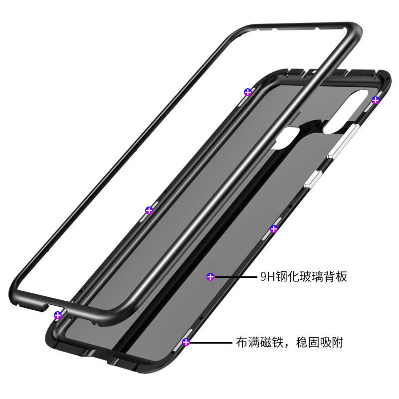 GETIHU Metal Magnetic Case for iPhone XR XS MAX X 8 Plus 7 +Tempered Glass Back Magnet Cases Cover for iPhone 7 6 6S Plus Case