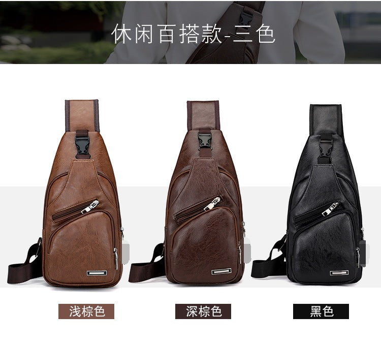 Laamei 2019 New Men Crossbody Bags Messenger Quality Shoulder Bags Chest Bag USB With Headphone Hole Designer Package Back Pack