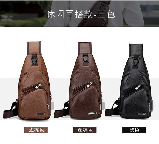 Laamei 2019 New Men Crossbody Bags Messenger Quality Shoulder Bags Chest Bag USB With Headphone Hole Designer Package Back Pack