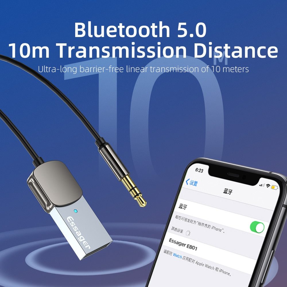 Bluetooth Adapter Audio Cable For Cars USB Bluetooth 3.5mm Jacks Receiver Transmitter Music Speakers Dongle Handfree