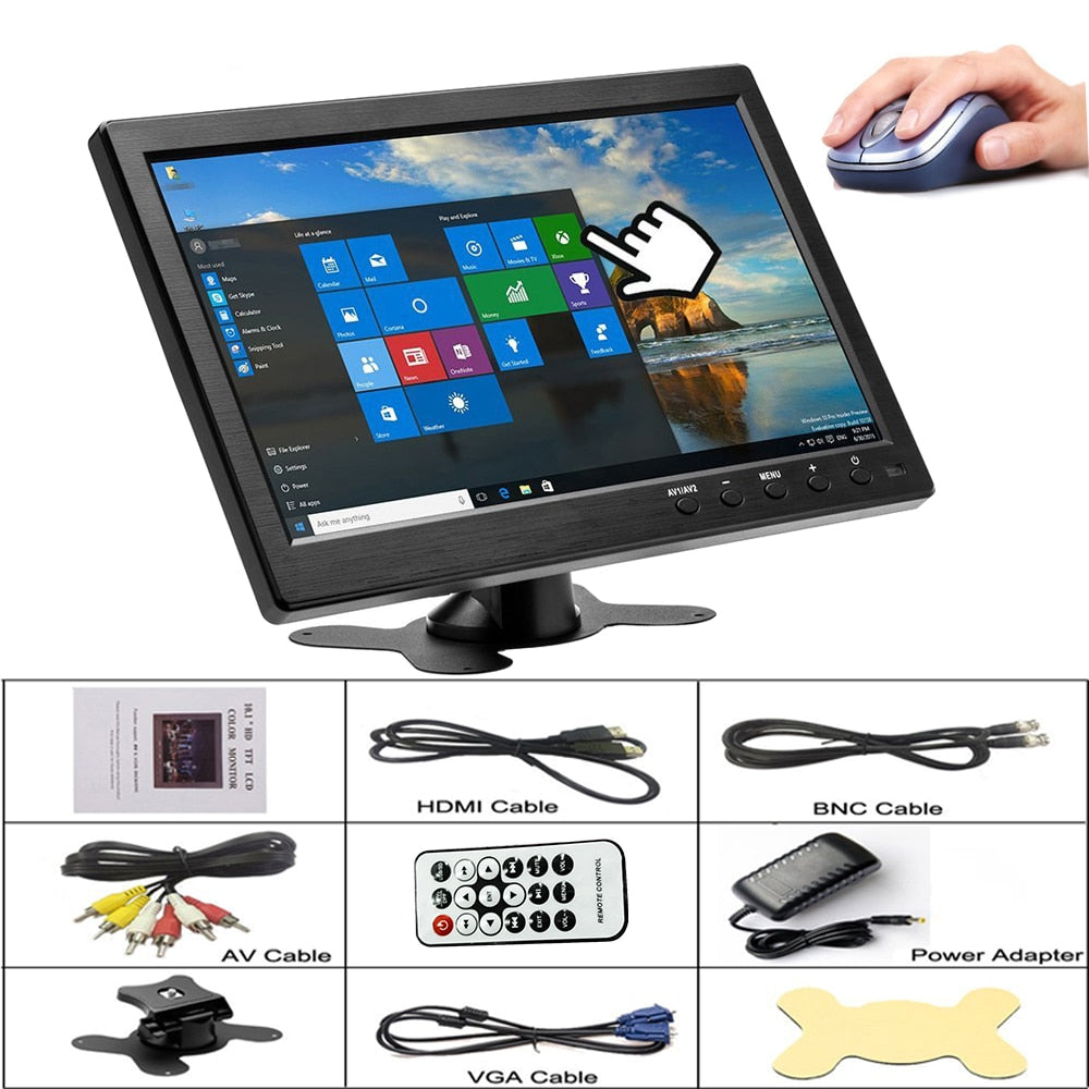 10.1" Inch Car Monitor With HDMI VGA for TV & Computer Display LCD Color Screen Car Backup Camera & Home Security System