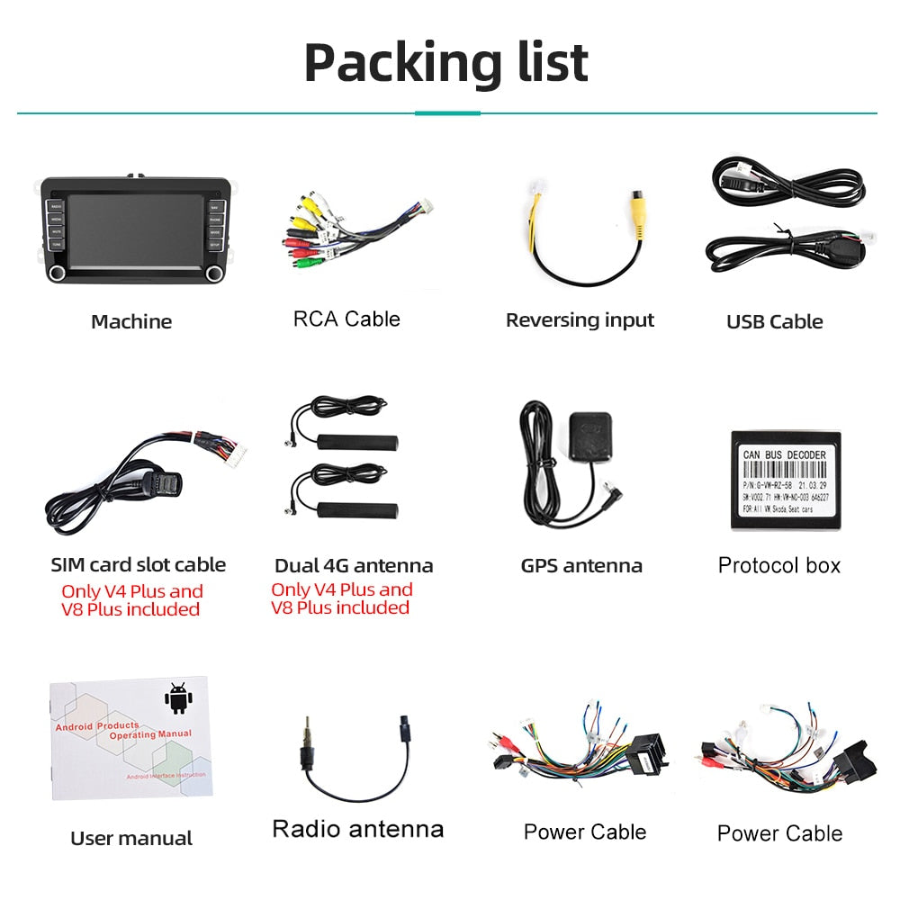 2 Din Android Car Radio GPS 4G WiFi DSP Carplay For VW / Volkswagen Skoda Octavia golf 5 6 touran passat B6 polo Jetta