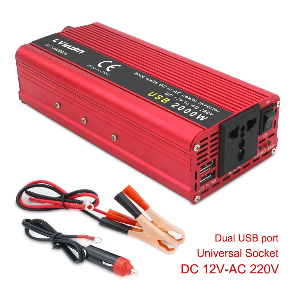 1500W/2000W DC 12V to AC 220V Portable Car Power Inverter Charger Converter Adapter Universal EU Socket Auto accessories