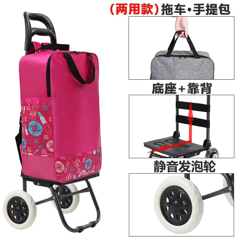 Home Portable Folding Shopping Cart Grocery Shopping Small Cart Trailer Trolley Car Stair Climbing Hand Cart Luggage Cart Cart