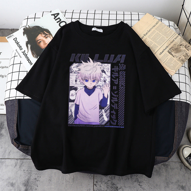 2022 new products in stock one piece animation foreign trade cross-border European and American printing round neck loose men's and women's T-shirt short-sleeved