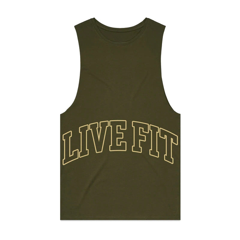 2022 new summer sports fitness men's vest exercise leisure outdoor letters loose leisure muscle vest