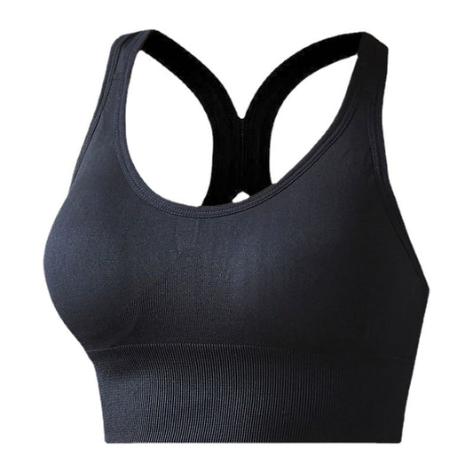 Cross-border preferred fashion sports seamless wrap chest wide shoulder straps bottoming girls gather yoga shockproof anti-shock tube top