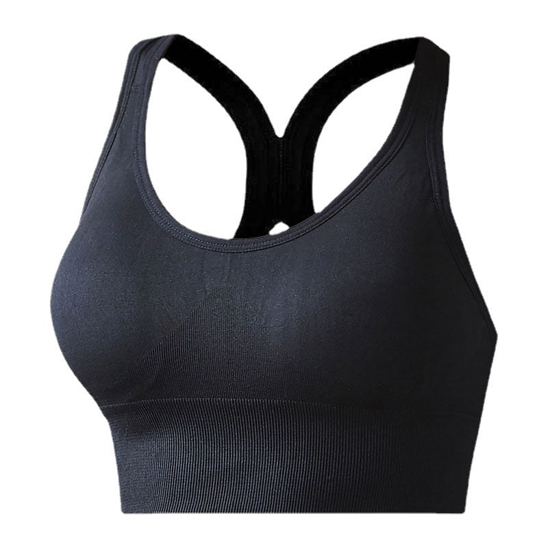 Cross-border preferred fashion sports seamless wrap chest wide shoulder straps bottoming girls gather yoga shockproof anti-shock tube top