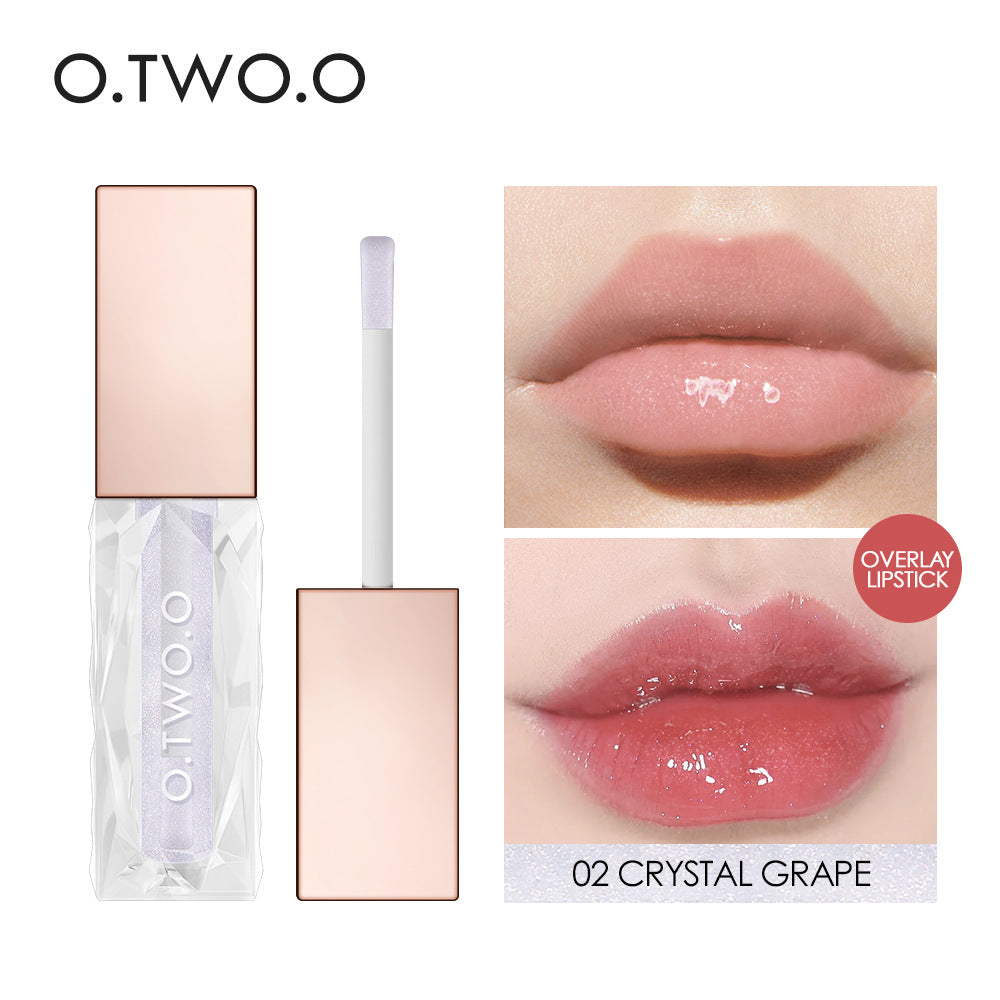 O.TWO.O Clear Berry Ice Crystal Lip Gloss Water Light Glass Transparent Toot Lip Gloss Lasting No Fading 1014