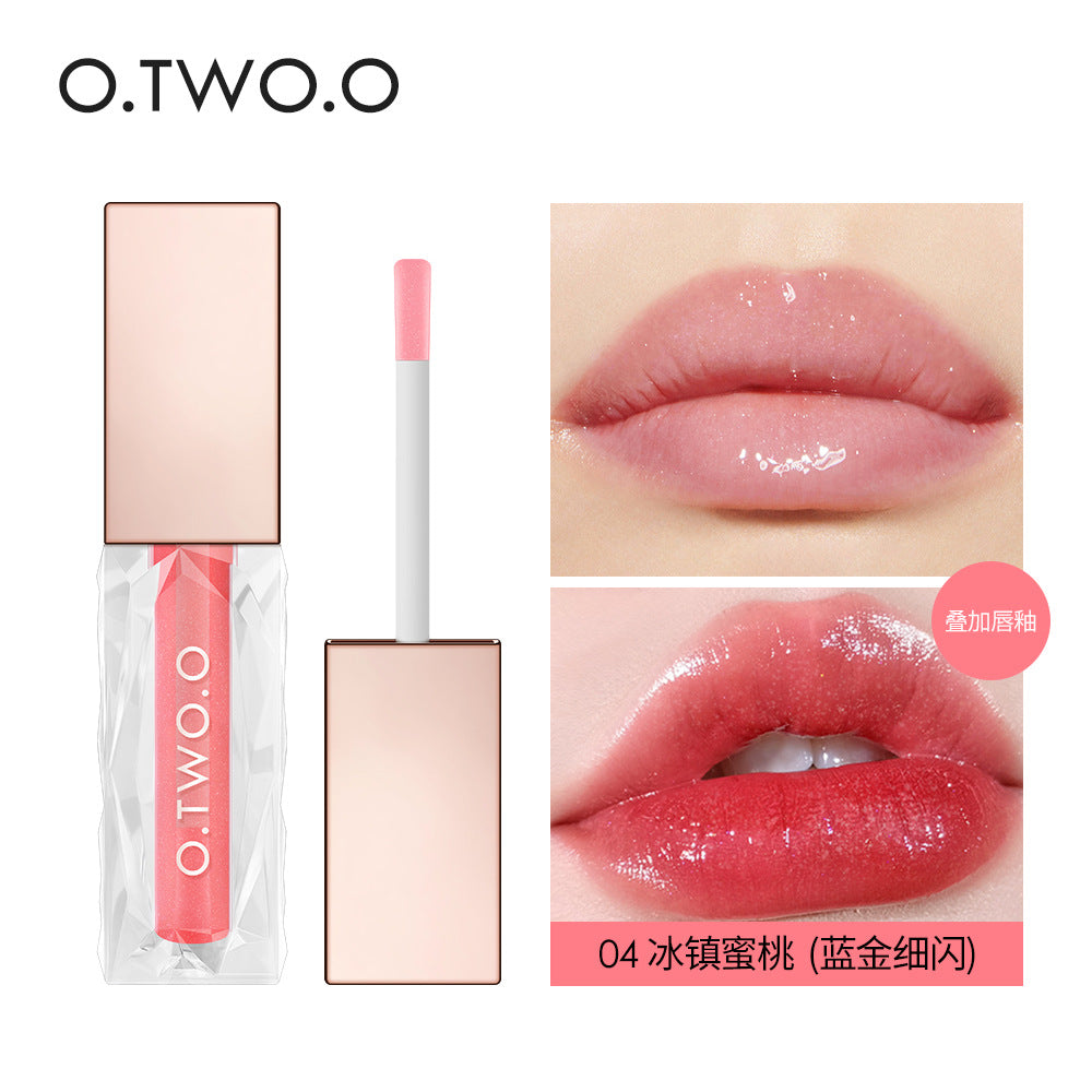 O.TWO.O Clear Berry Ice Crystal Lip Gloss Water Light Glass Transparent Toot Lip Gloss Lasting No Fading 1014