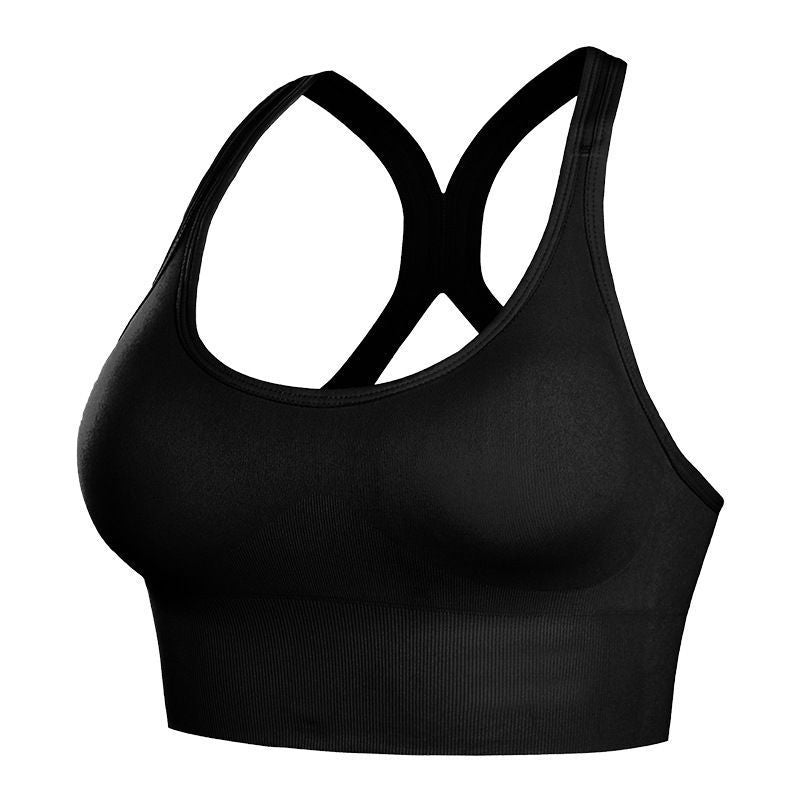 Cross-border preferred fashion sports seamless wrap chest wide shoulder straps bottoming girls gather yoga shockproof anti-shock tube top
