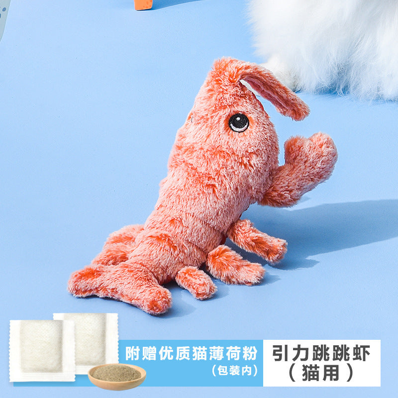 Pet Toys Gravitational Jumping Shrimp Plush Toy USB Rechargeable Simulated Whale Electric Amusement Cat Dog Toy