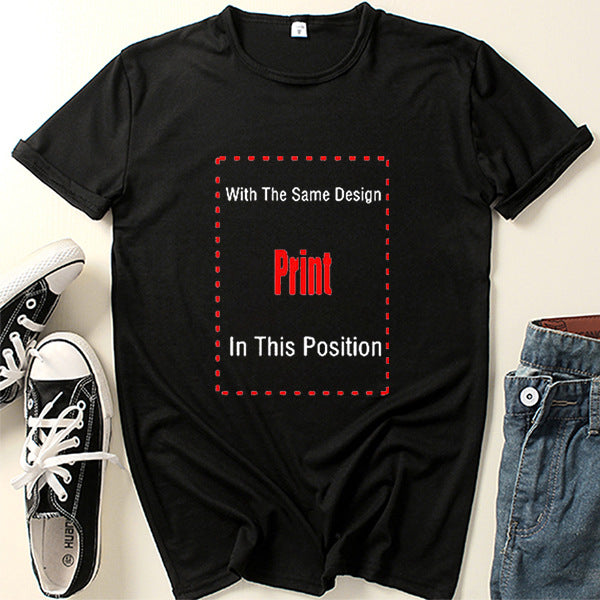 2022 European and American foreign trade new fashion Print English printing round neck loose T-shirt short-sleeved top one piece on behalf of the hair